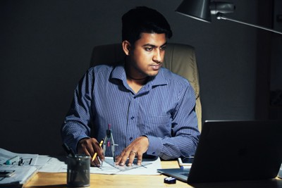 Man working at desk 