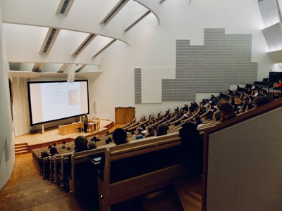 a lecture theatre from the back