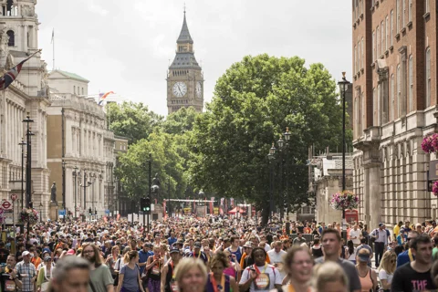 Westminster marathon runners in front of Big Ben Westminster marathon runners in front of Big Ben