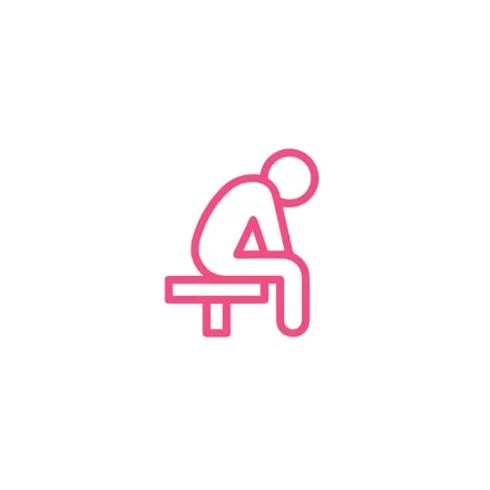 Pink cartoon man sitting down slumped Pink cartoon man sitting down slumped