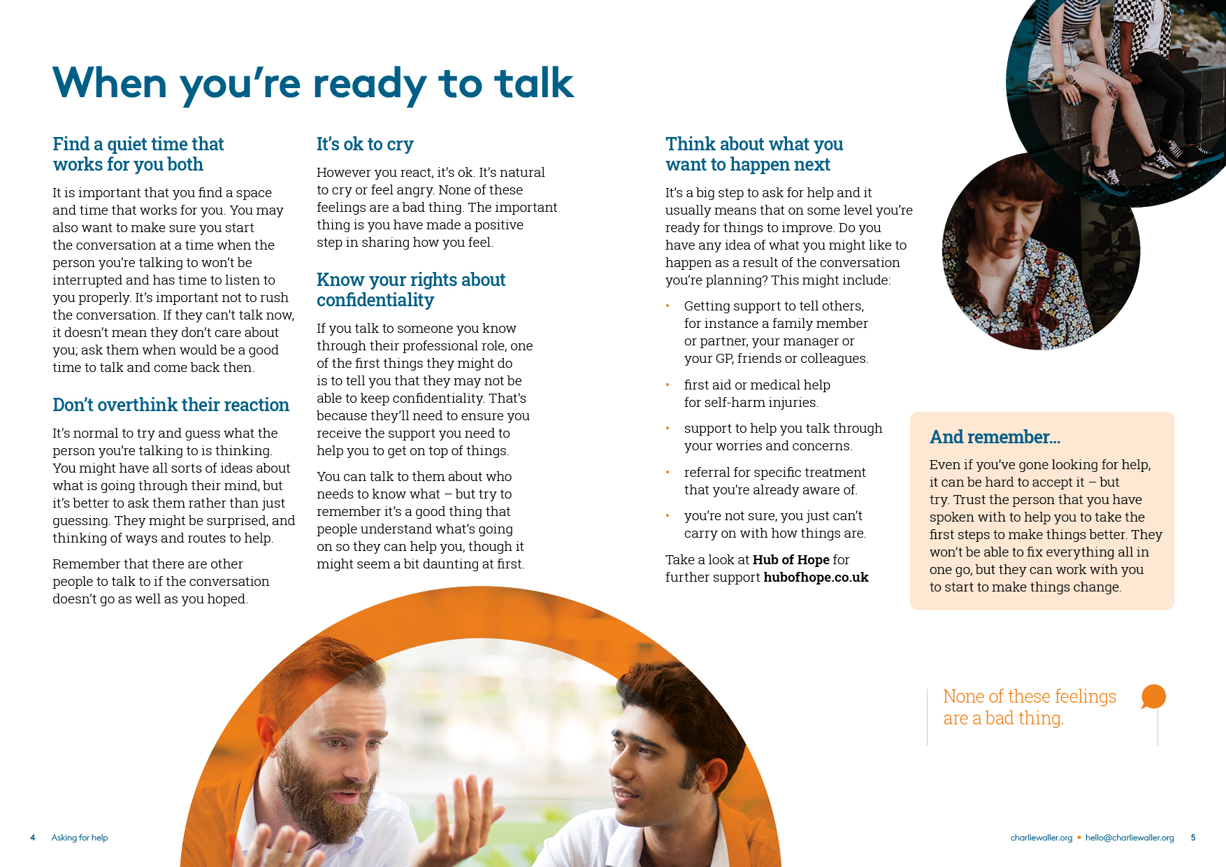 pages 4-5 of Asking for help (adult) booklet