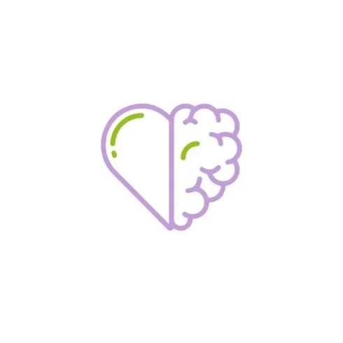 Purple half brain and heart icon Purple half brain and heart icon