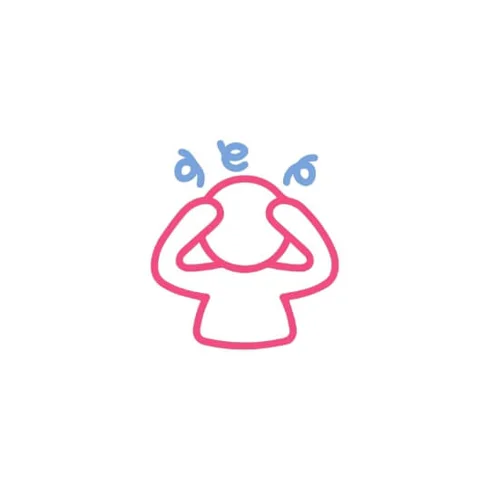 Pink man cartoon with blue spirals on head Pink man cartoon with blue spirals on head